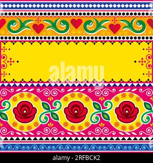 Pakistani and Indian vector template pattern with empty space for text -  greeting card with  roses, Diwali vibrant decoration Stock Vector