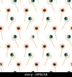 Halloween candy lollipops candy in the shape of an eye and on a stick. Vector illustration Stock Vector