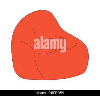 Beanbag chair flat flat line color isolated vector object Stock Vector