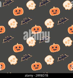 Halloween candy cookies cupcakes pattern seamless. Vector illustration Stock Vector