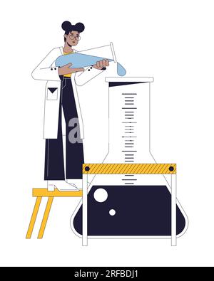 Chemistry experiment flat line concept vector spot illustration Stock Vector