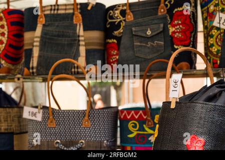 Street market stall, Marseillan, Herault, Occitanie, France Stock Photo