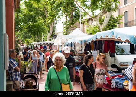 Street market, Marseillan, Herault, Occitanie, France Stock Photo