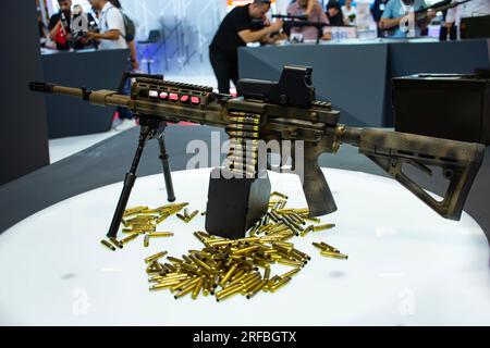 5.56 caliber submachine gun for infantry at expo Stock Photo