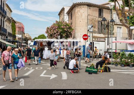 Street Market, Marseillan, Herault, Occitanie, France Stock Photo