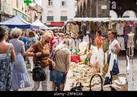 Street market, Marseillan, Herault, Occitanie, France Stock Photo