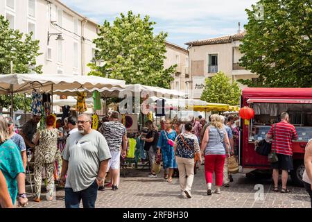 Street market, Marseillan, Herault, Occitanie, France Stock Photo