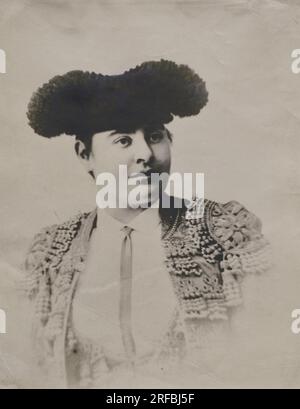 Anonymous. Portrait of a female bullfighter. Last quarter of the 19th century. Woodburytype on photographic paper, 25,7 x 20,4 cm. Prado Museum. Madrid. Spain. Stock Photo