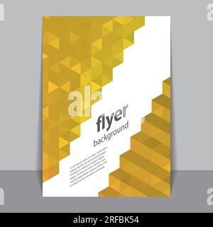 Flyer or Cover Design with Triangle Mosaic Pattern - Mustard Yellow Stock Vector