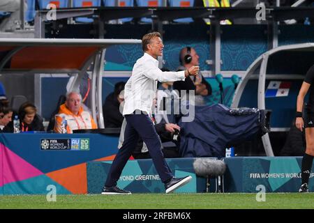 Sydney, Australia, August 2, 2023. French coach Hervé Renard looks on  during the FIFA Women's World Cup 2023 soccer match between Panama and  France at Sydney Football Stadium in Sydney, Wednesday, August