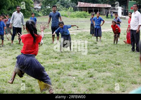 Khagrachhari, Bangladesh - July 23, 2023: The same educational curriculum system for the tribal and Bengali students of the hilly regions of Banglades Stock Photo