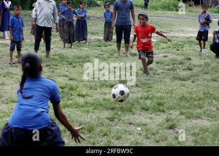 Khagrachhari, Bangladesh - July 23, 2023: The same educational curriculum system for the tribal and Bengali students of the hilly regions of Banglades Stock Photo