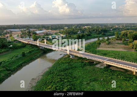 Khagrachhari, Bangladesh - July 24, 2023: Bangladesh- India Friendship Bridge connecting Ramgarh- Saboom land port built by the Government of India at Stock Photo