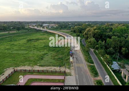 Khagrachhari, Bangladesh - July 24, 2023: Bangladesh- India Friendship Bridge connecting Ramgarh- Saboom land port built by the Government of India at Stock Photo