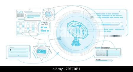 HUD interface for processing and storing radio telescope data. Stock Vector