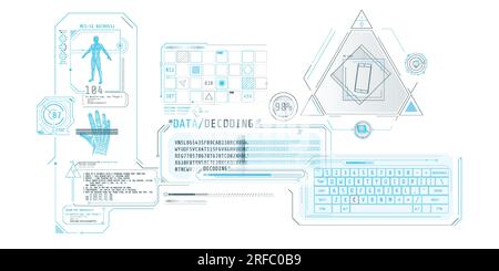 Futuristic HUD interface for entering and decoding personal data. Stock Vector