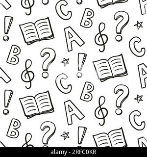 School supplies hand drawn doodle seamless pattern Stock Vector