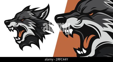 Team Spirit Soars: Black Wolf Mascot Logo Designs for Sports, Esports, and Badge Creations Stock Vector