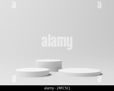 Product display. Display plinths. Stand. White color. 3d illustration. Stock Photo