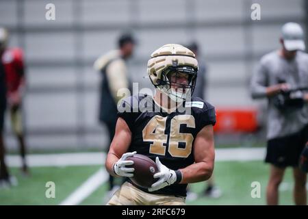 Metairie, USA. 02nd Aug, 2023. Running back Eno Benjamin (26) runs