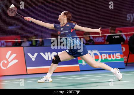 Sydney, Australia. 02nd Aug, 2023. Natsu Saito of Japan in action during day 2 of the Sathio Group Australian Badminton Open 2023 at Quaycentre on August 2, 2023 in Sydney, Australia Credit: IOIO IMAGES/Alamy Live News Stock Photo