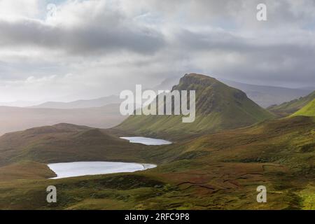 Loch Leum na Luirginn and Loch Cleat from the Quiraing, Isle of Skye, Scotland, UK Stock Photo