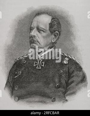 August von Werder (1808-1888). Prussian general. Portrait. Engraving. 'Historia de la Guerra Franco-Alemana de 1870-1871 Published in Barcelona, 1891. Stock Photo