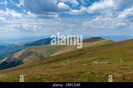 The view from Midzor on Stara Planina or the Balkan Mountains to the top of Babin Zub Stock Photo