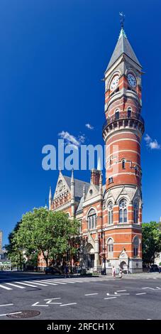 Greenwich Village Landmark: Jefferson Market Branch of the NY Public Library occupies the former courthouse and fire tower at 425 Sixth Avenue. Stock Photo