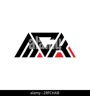 MCK triangle letter logo design with triangle shape. MCK triangle logo design monogram. MCK triangle vector logo template with red color. MCK triangul Stock Vector