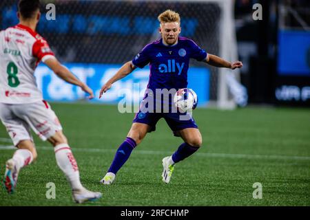 Charlotte, NC, USA. 29th July, 2023. Charlotte FC Kamil Jozwiak (7) during the second half of the Leagues Cup match up against the Necaxa at Bank of America Stadium in Charlotte, NC. (Scott KinserCal Sport Media). Credit: csm/Alamy Live News Stock Photo