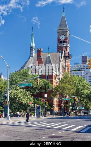 Greenwich Village Landmark: Jefferson Market Branch of the NY Public Library occupies the former courthouse and fire tower at 425 Sixth Avenue. Stock Photo