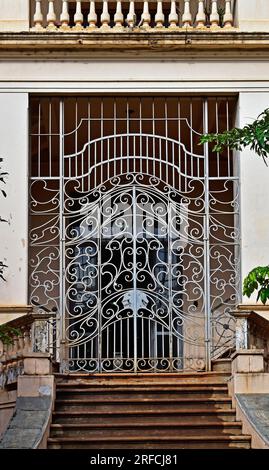 Ornamental grid gate on facade in Ribeirao Preto, Sao Paulo, Brazil Stock Photo