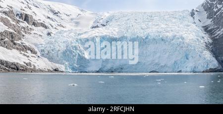 Panorama of Beloit Tidewater Glacier in Blackstone Bay, Prince William Sound, Alaska, USA Stock Photo