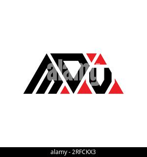 MDV triangle letter logo design with triangle shape. MDV triangle logo design monogram. MDV triangle vector logo template with red color. MDV triangul Stock Vector