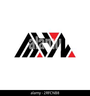 MHN triangle letter logo design with triangle shape. MHN triangle logo design monogram. MHN triangle vector logo template with red color. MHN triangul Stock Vector