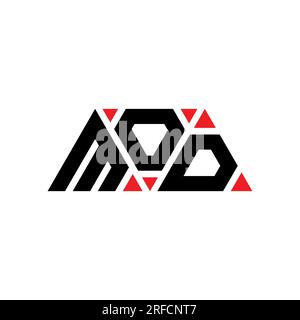 MOD triangle letter logo design with triangle shape. MOD triangle logo design monogram. MOD triangle vector logo template with red color. MOD triangul Stock Vector