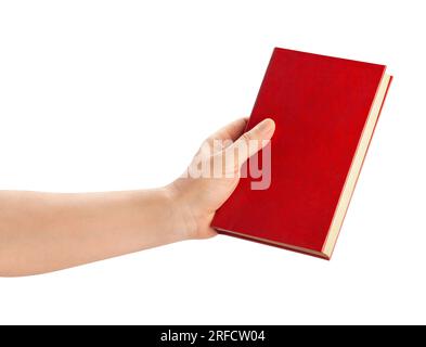 red book in hand path isolated on white Stock Photo