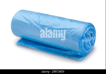 Blue garbage bag with trash in hand isolated on white Stock Photo by  ©belchonock 41762719