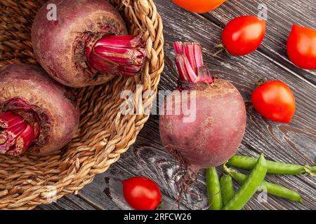 beetroot group on wood background Stock Photo