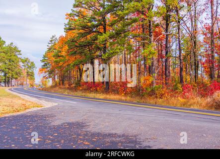 Autumn Color in Arkansas on scenic highway 7. This famous drive for fall color is designated a 'scenic byway.' Stock Photo