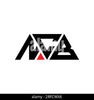 NCB triangle letter logo design with triangle shape. NCB triangle logo design monogram. NCB triangle vector logo template with red color. NCB triangul Stock Vector