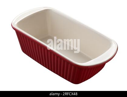 Red rectangular empty baking dish isolated on white background Stock Photo