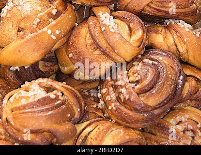 Hand made cinnamon bus for sal,e on a market stall Stock Photo