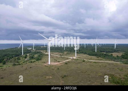 A wind turbine park in Estonia Stock Photo