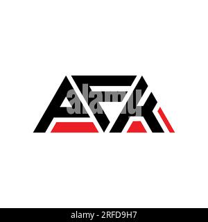 PFK triangle letter logo design with triangle shape. PFK triangle logo design monogram. PFK triangle vector logo template with red color. PFK triangul Stock Vector