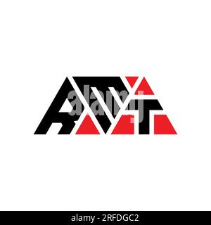 RMT triangle letter logo design with triangle shape. RMT triangle logo design monogram. RMT triangle vector logo template with red color. RMT triangul Stock Vector