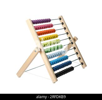 One wooden abacus isolated on white. Children's toy Stock Photo