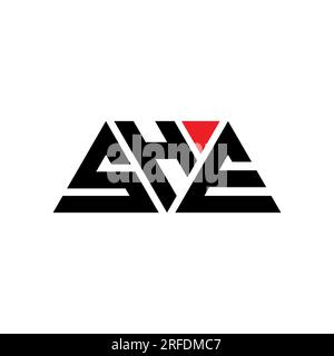 SHE triangle letter logo design with triangle shape. SHE triangle logo design monogram. SHE triangle vector logo template with red color. SHE triangul Stock Vector