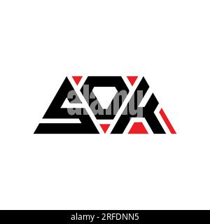 SOK triangle letter logo design with triangle shape. SOK triangle logo design monogram. SOK triangle vector logo template with red color. SOK triangul Stock Vector